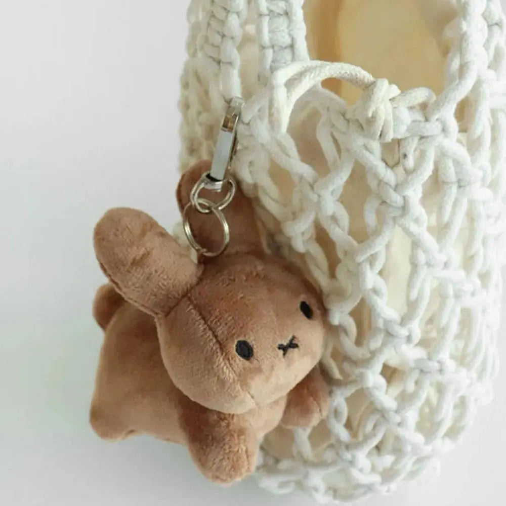 Limited Edition Cute Mini Kawaii Miffy Fluffy Stuffed Bunny Head Keychain Doll - Cartoon Characters Plush Toy, Bag Hanger, Ideal Birthday Gift for Toy & Felt Craft Enthusiasts, Plush Craft Accessory