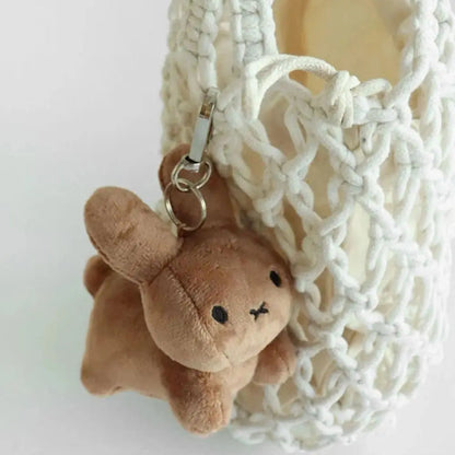 Limited Edition Cute Mini Kawaii Miffy Fluffy Stuffed Bunny Head Keychain Doll - Cartoon Characters Plush Toy, Bag Hanger, Ideal Birthday Gift for Toy & Felt Craft Enthusiasts, Plush Craft Accessory