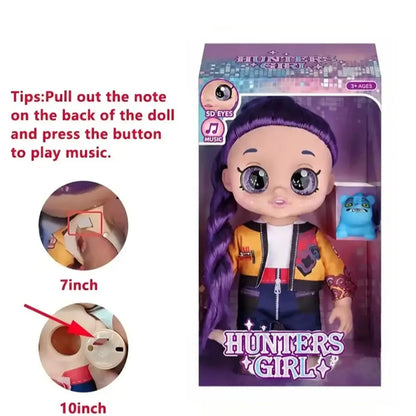 Kpop Dolls Anime Action Figure Set,10 Inch 5 Joints Can Play Music,Rumi Mira Zoey Dolls,Gifts for Kids,Girls&Boys Toys