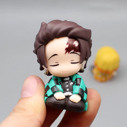 4Pcs Demo Slayer Gk Kamado Tanjirou Kamado Nezuko Q Edition Shoulder to Shoulder Sleep Desktop Decoration Model Children Toygift