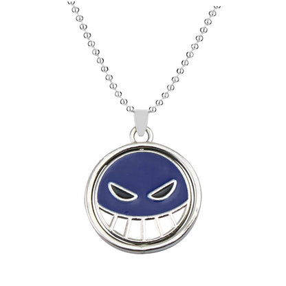 Anime One Piece Necklace Portgas D Ace Keychain Metal Necklaces Jewelry Creative Rotating Pendant Chains Choker Keychain