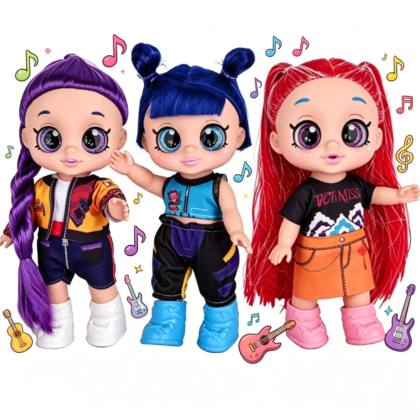 Kpop Dolls Anime Action Figure Set,10 Inch 5 Joints Can Play Music,Rumi Mira Zoey Dolls,Gifts for Kids,Girls&Boys Toys