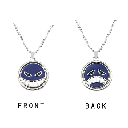 Anime One Piece Necklace Portgas D Ace Keychain Metal Necklaces Jewelry Creative Rotating Pendant Chains Choker Keychain