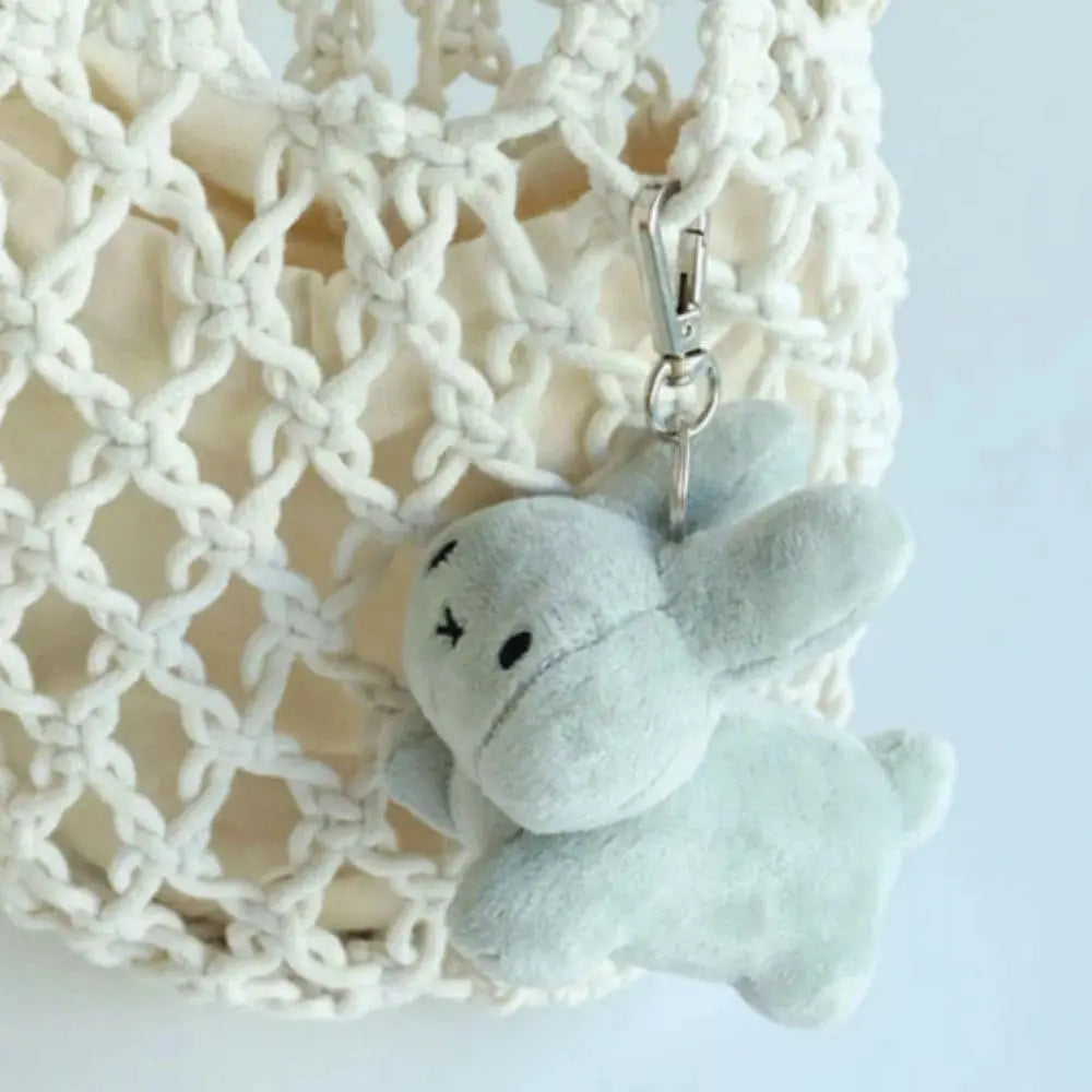 Limited Edition Cute Mini Kawaii Miffy Fluffy Stuffed Bunny Head Keychain Doll - Cartoon Characters Plush Toy, Bag Hanger, Ideal Birthday Gift for Toy & Felt Craft Enthusiasts, Plush Craft Accessory