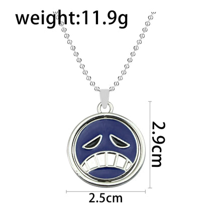 Anime One Piece Necklace Portgas D Ace Keychain Metal Necklaces Jewelry Creative Rotating Pendant Chains Choker Keychain