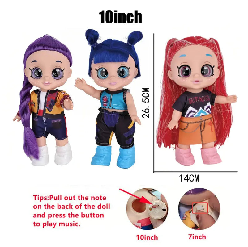 Kpop Dolls Anime Action Figure Set,10 Inch 5 Joints Can Play Music,Rumi Mira Zoey Dolls,Gifts for Kids,Girls&Boys Toys