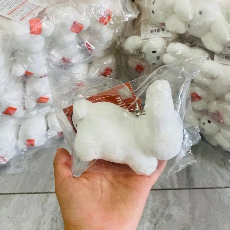 Kawaii Miffy Rabbit Cuddly Handheld Plush Doll Super Adorable White Rabbit Plush Keychain Dopamine Anime Couple Backpack Charms