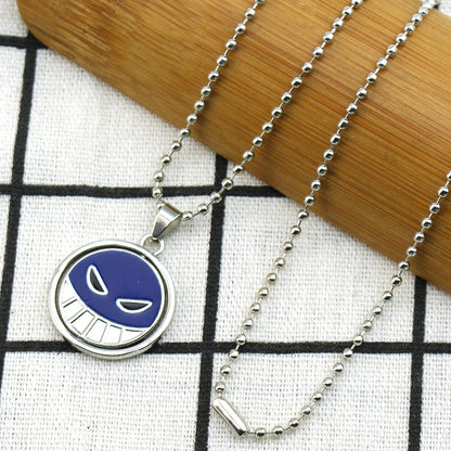 Anime One Piece Necklace Portgas D Ace Keychain Metal Necklaces Jewelry Creative Rotating Pendant Chains Choker Keychain